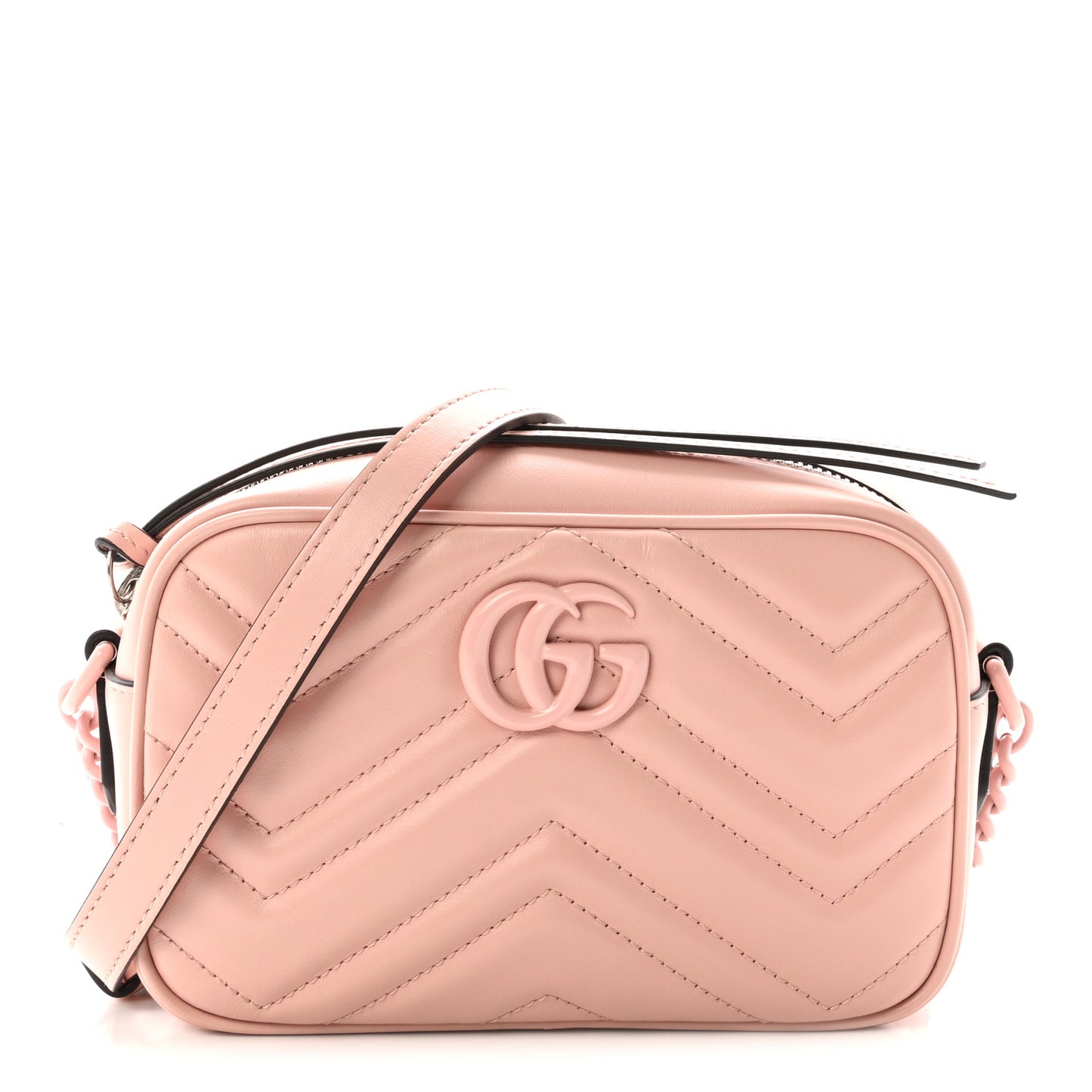 Calfskin Matelasse Monochrome Mini GG Marmont Chain Shoulder Bag Perfect Pink