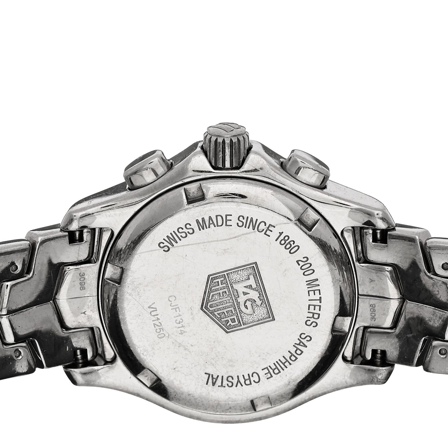 Stainless Steel Diamond Bezel Mother of Pearl 33mm Link Lady Quartz Watch CJF1314