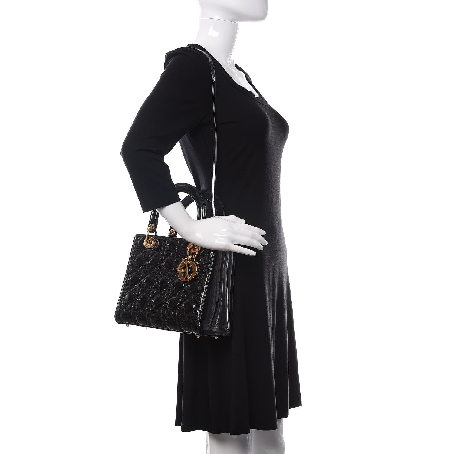 Christian Dior Patent Cannage Medium Lady Dior Black 2 of 9