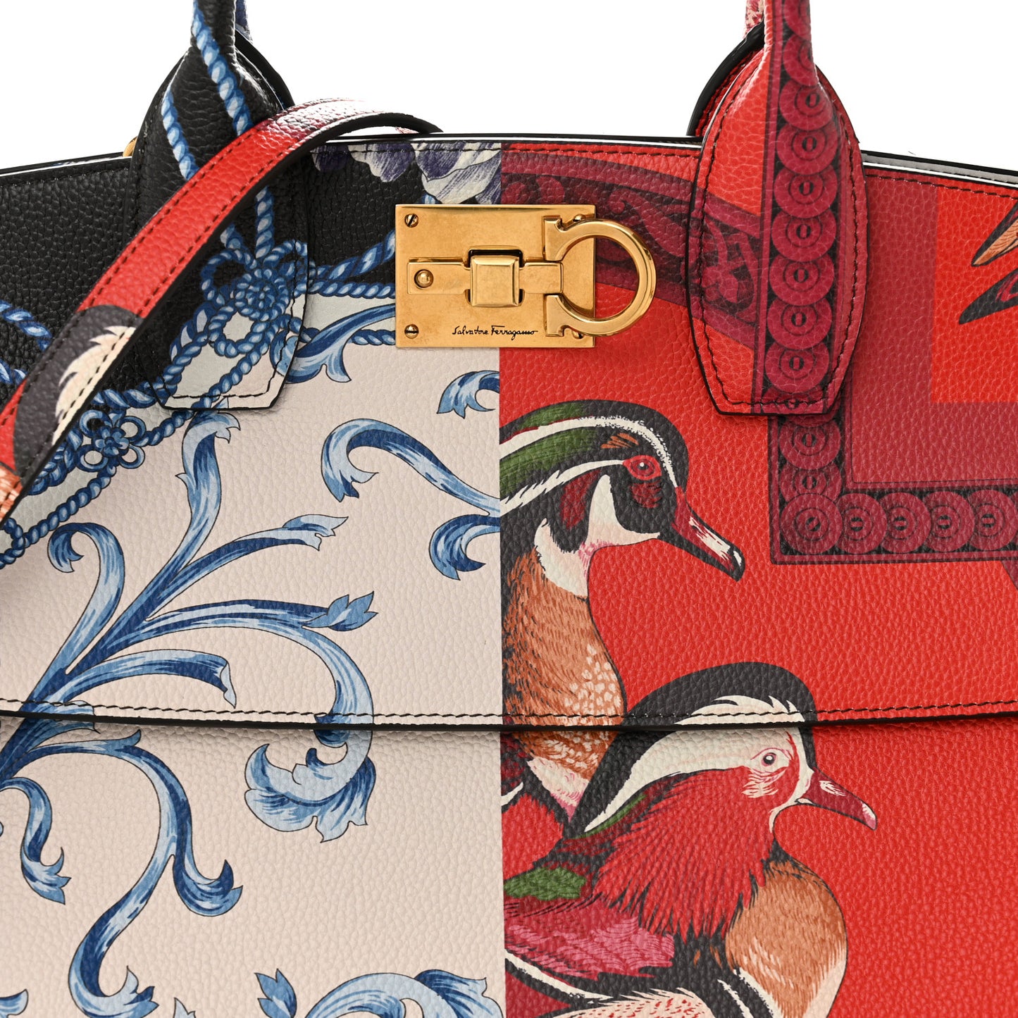 Calfskin Elisabetta Piccolo Print Large The Studio Bag Red Multicolor