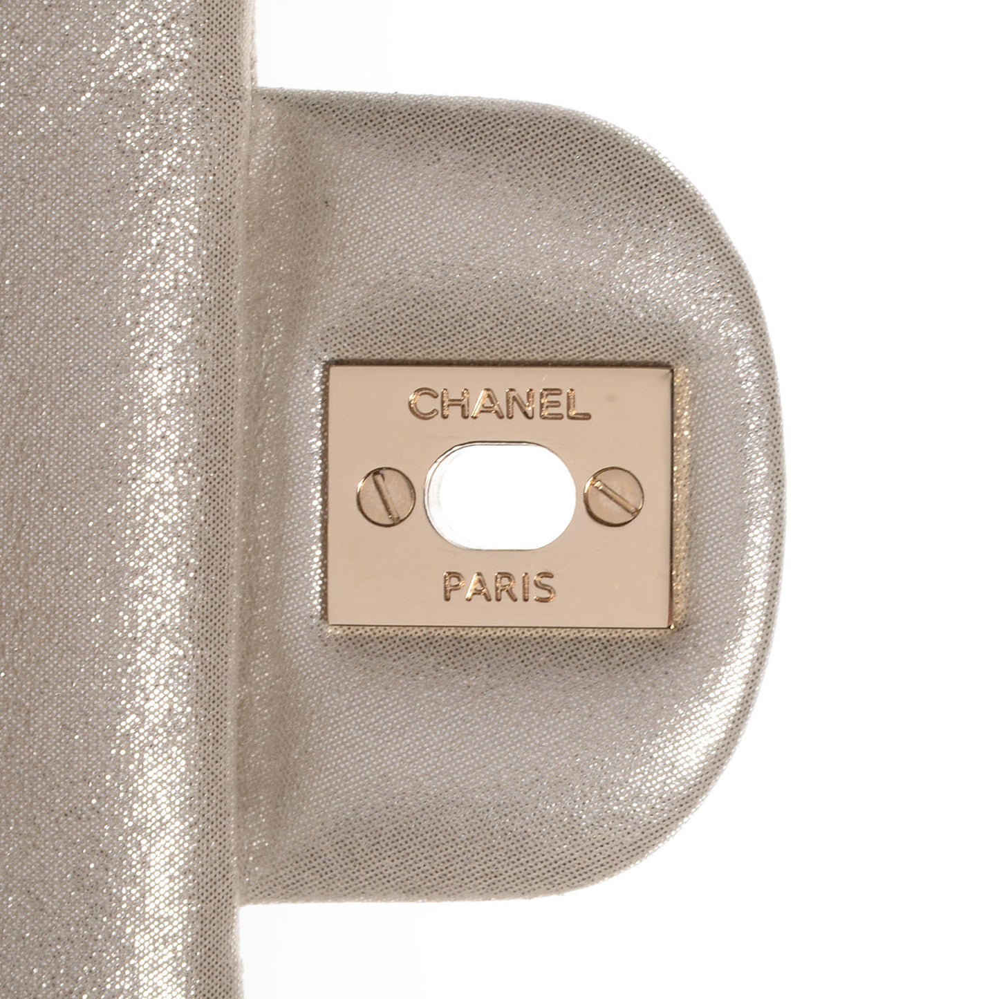 Iridescent Calfskin Medium Double Flap Light Gold