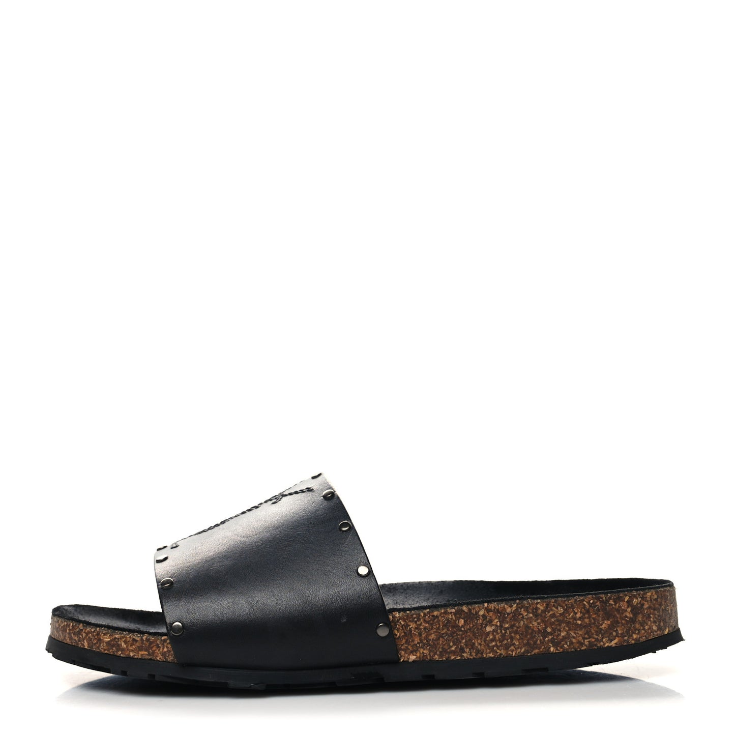 Calfskin Studded Mens Jimmy Slides 42 Black