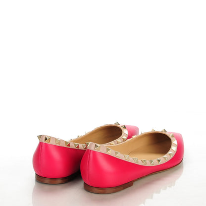 Valentino Garavani Calfskin Nappa Rockstud Ballerina Flats 38.5 Cyclamin Poudre 4 of 8