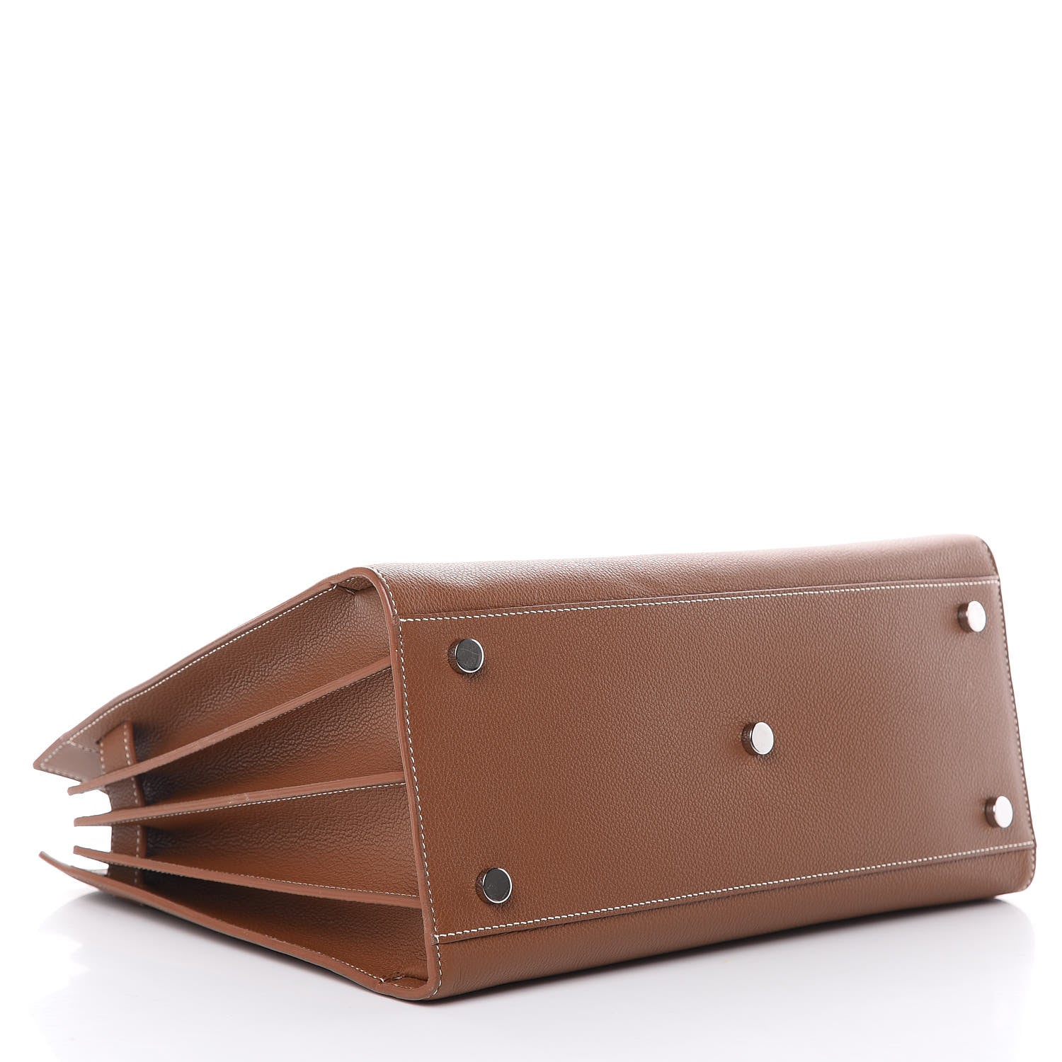 Saint Laurent Grained Calfskin Topstitch Small Sac De Jour Cognac 4 of 10