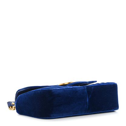 Gucci Velvet Matelasse Small GG Marmont Shoulder Bag Cobalt Blue 4 of 14