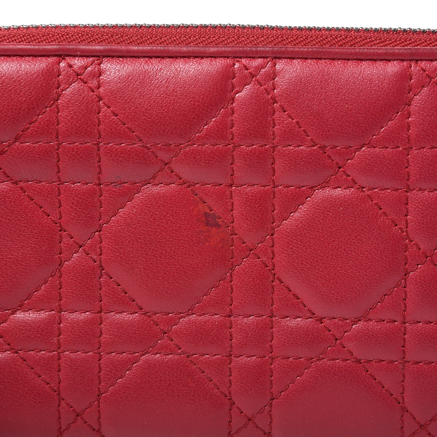 Christian Dior Lambskin Cannage Voyageur Wallet Red 6 of 9