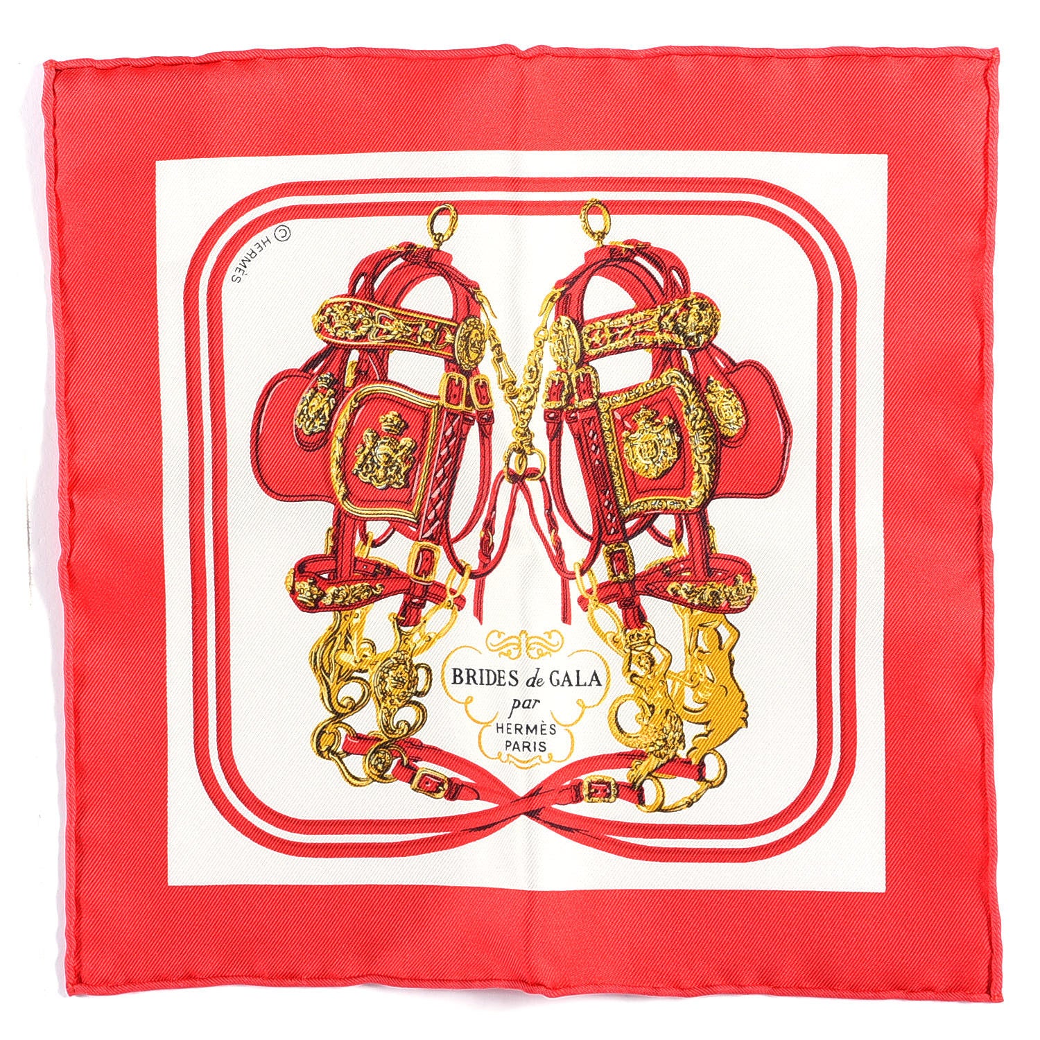 Hermes Silk Brides de Gala Nano Scarf 20 Rouge White Or 2 of 6