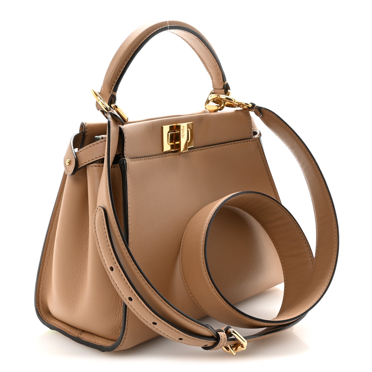Fendi Nappa Nubuck Pequin Flower Inlay Mini Peekaboo Iconic Satchel Cuoio Multicolor 2 of 8
