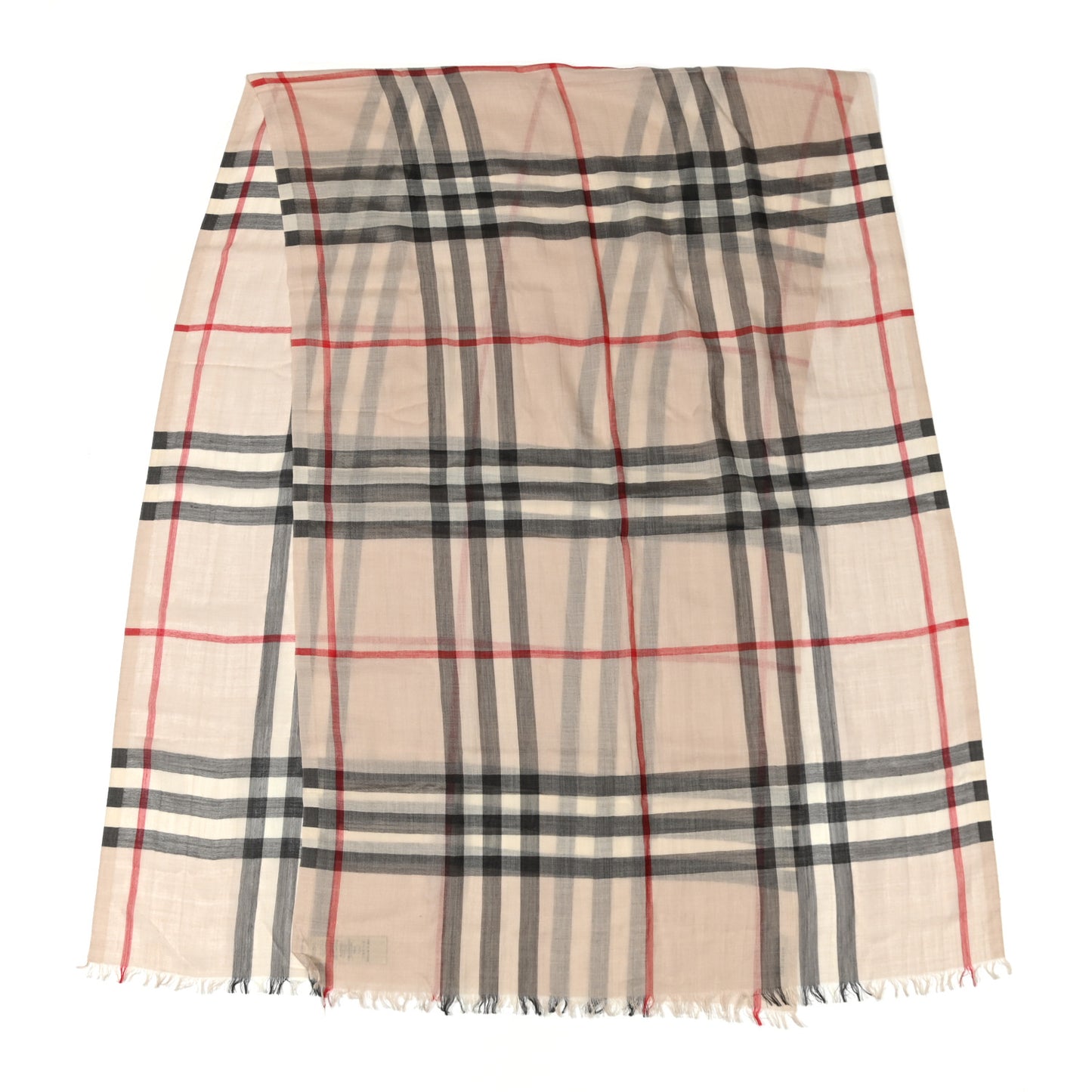 Wool Silk Gauze Giant Check Scarf Trench