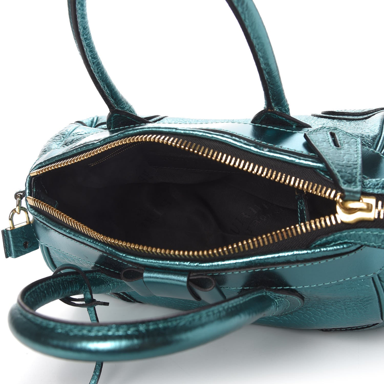 Burberry Metallic Calfskin Blaze Satchel Petrol Blue 5 of 12