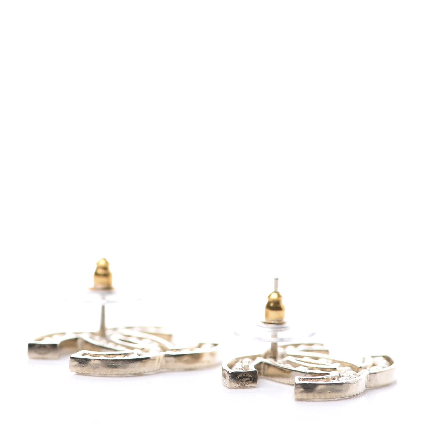 Pearl Crystal Sparkling Pearls CC Earrings Light Gold