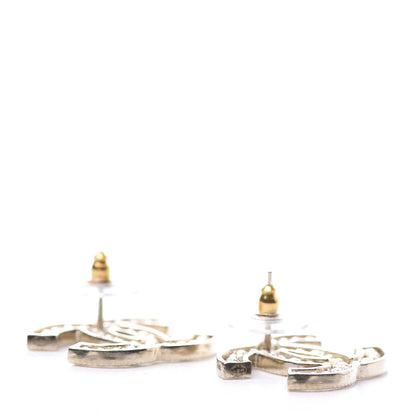 Chanel Pearl Crystal Sparkling Pearls CC Earrings Light Gold 3 of 4