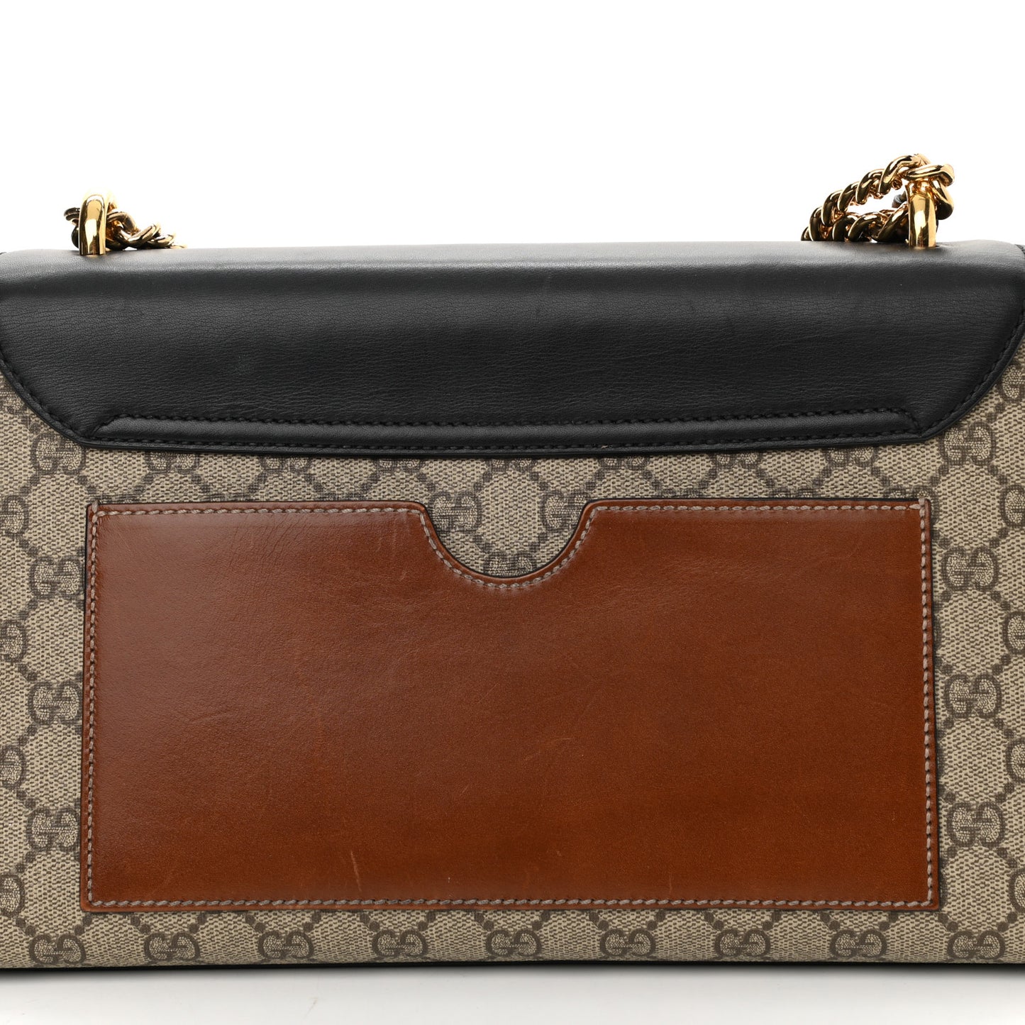 GG Supreme Monogram Calfskin Medium Padlock Shoulder Bag Beige Black Cuir