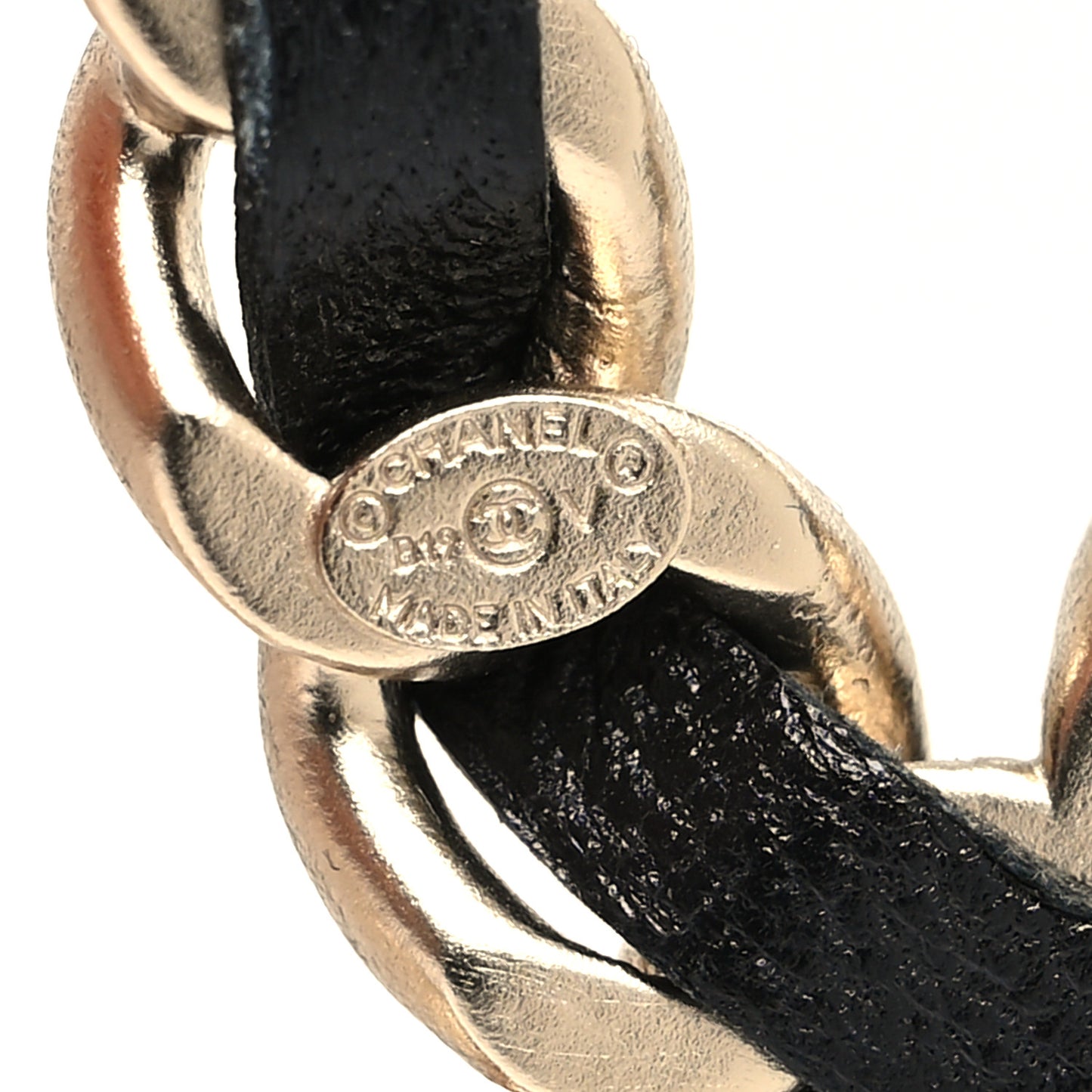 Lambskin Chain CC Brooch Black Gold