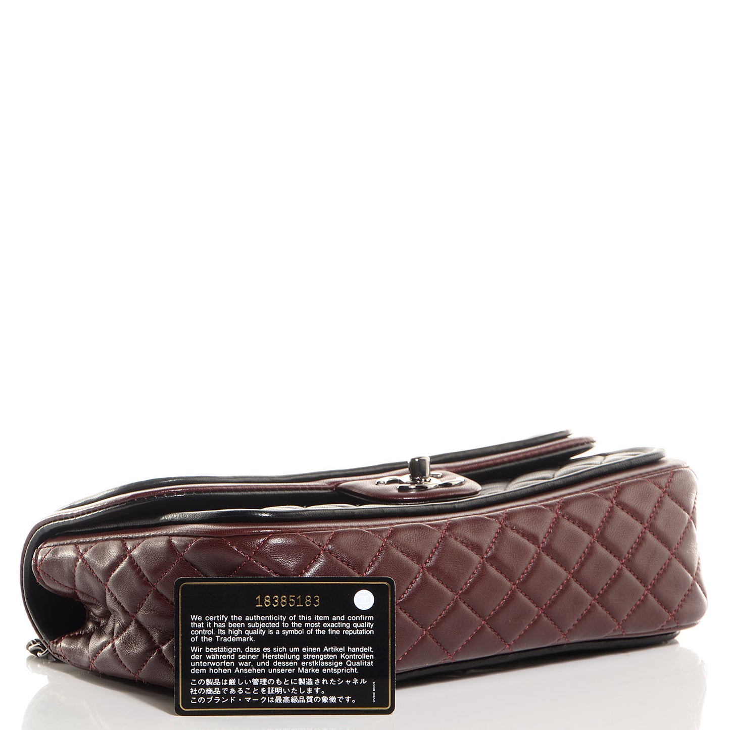 Lambskin Quilted Classic Twist Flap Bag Black Bordeaux