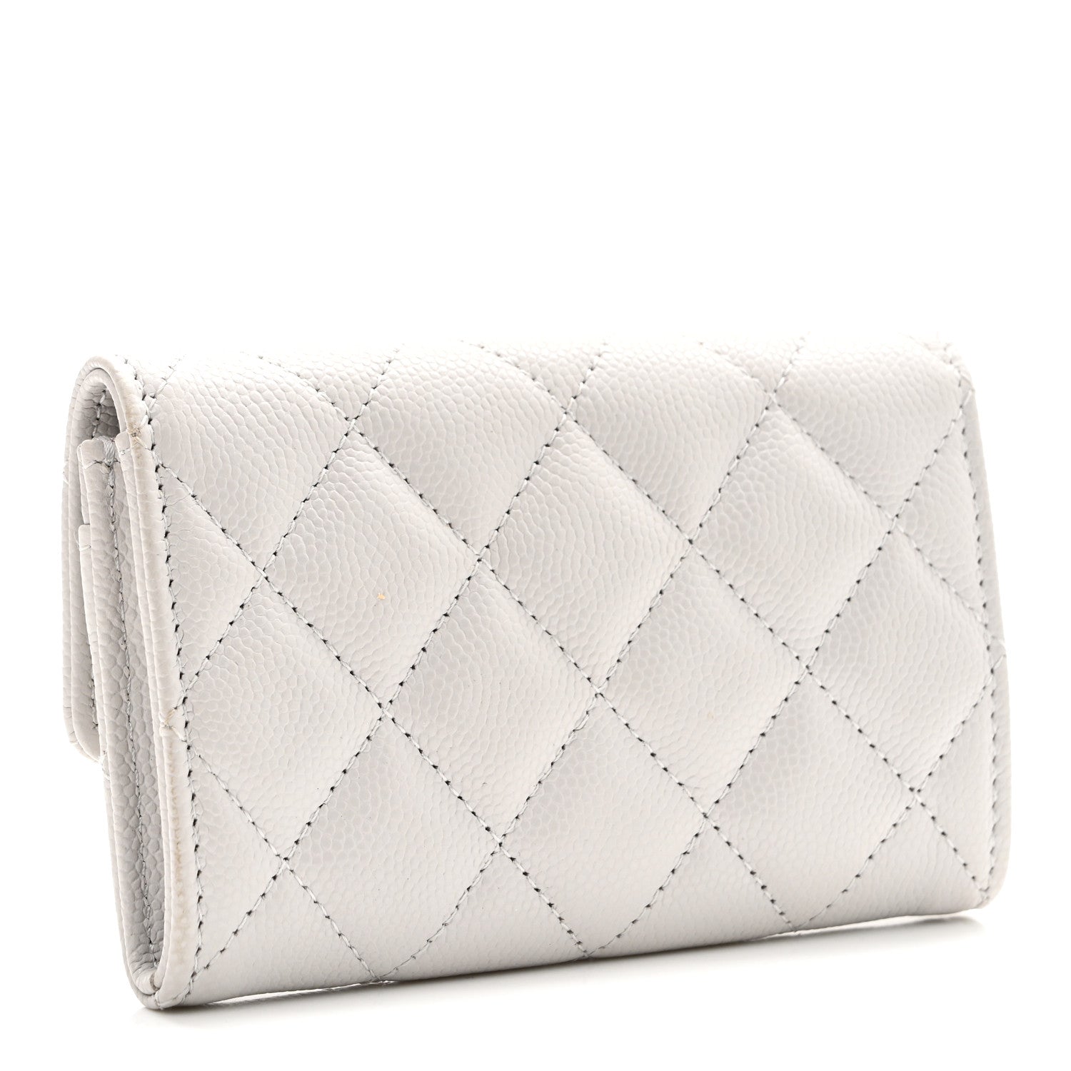 Chanel Caviar Quilted CC Flap Card Holder Light Grey 3 of 10
