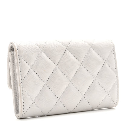 Chanel Caviar Quilted CC Flap Card Holder Light Grey 3 of 10
