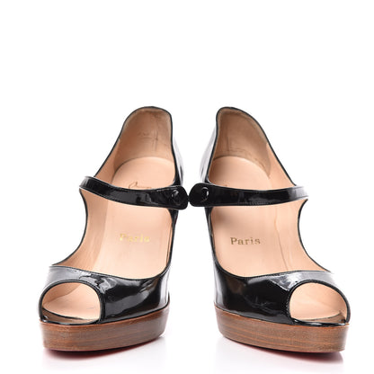 Christian Louboutin Patent Iowa Zeppa Mary Jane Platform Pumps 39.5 Black 6 of 14