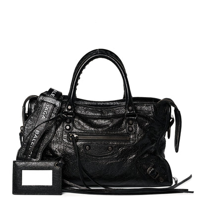 Balenciaga Agneau Classic Hardware S City Logo Strap Black White 1 of 14