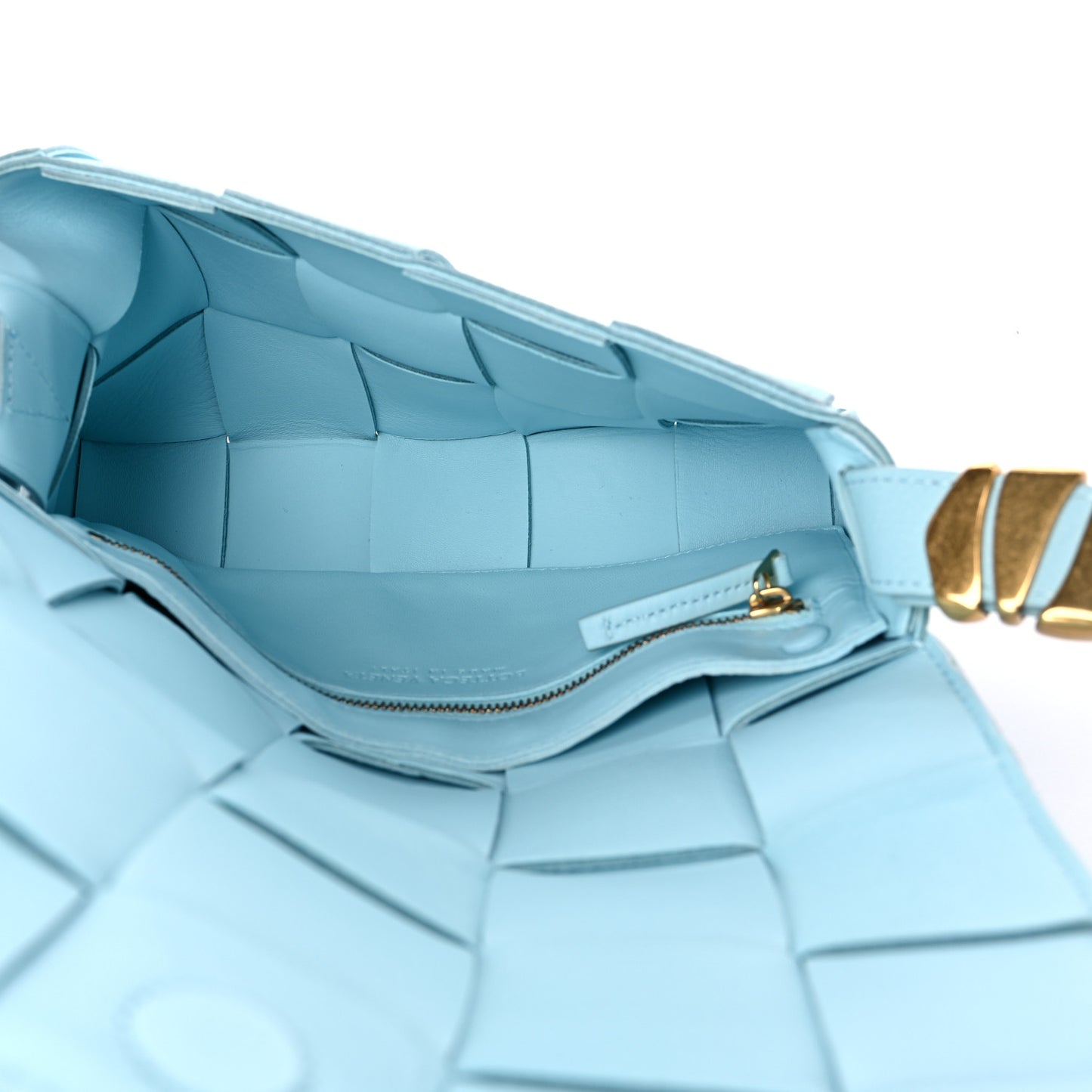 Grained Calfskin Maxi Intrecciato Cassette Crossbody Bag Pale Blue