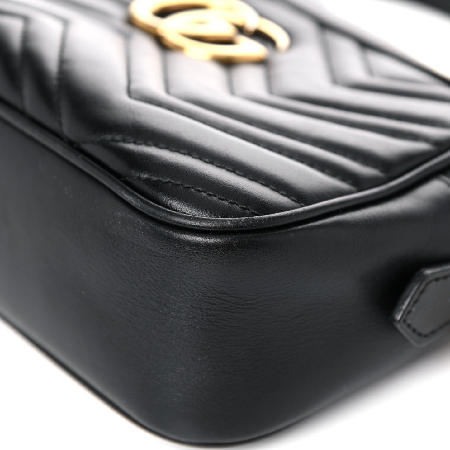 Calfskin Matelasse Small GG Marmont Chain Shoulder Bag Black