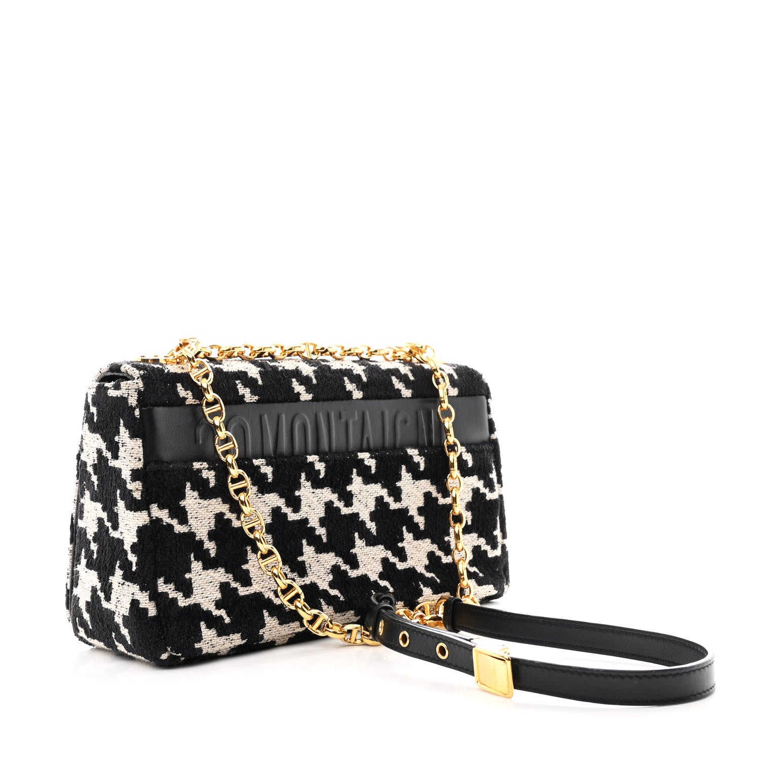 Christian Dior Tweed Houndstooth Medium Caro Bag Black Beige 3 of 10