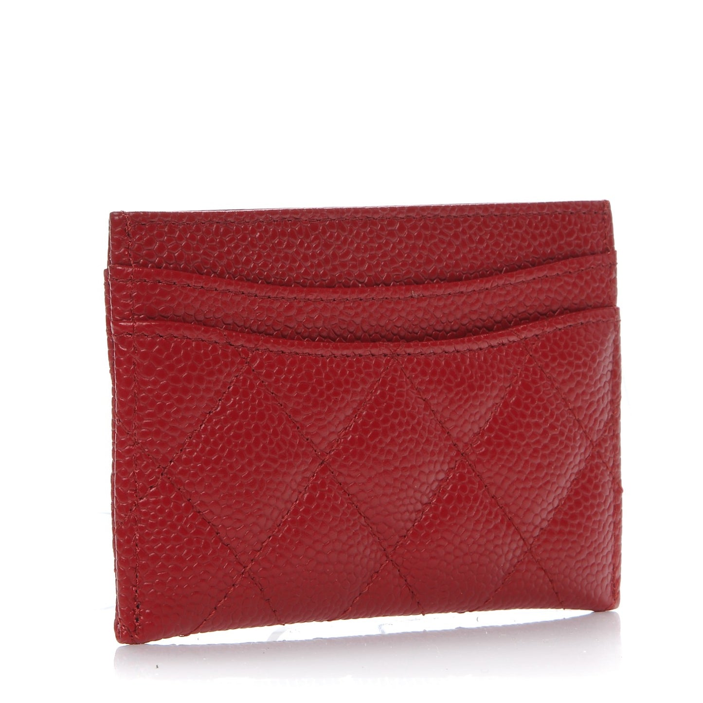 Caviar Quilted Card Holder Red