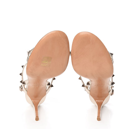 Valentino Garavani Metallic Nappa Rockstud T-Strap Slingback 85mm Sandals 37 Skin 5 of 8