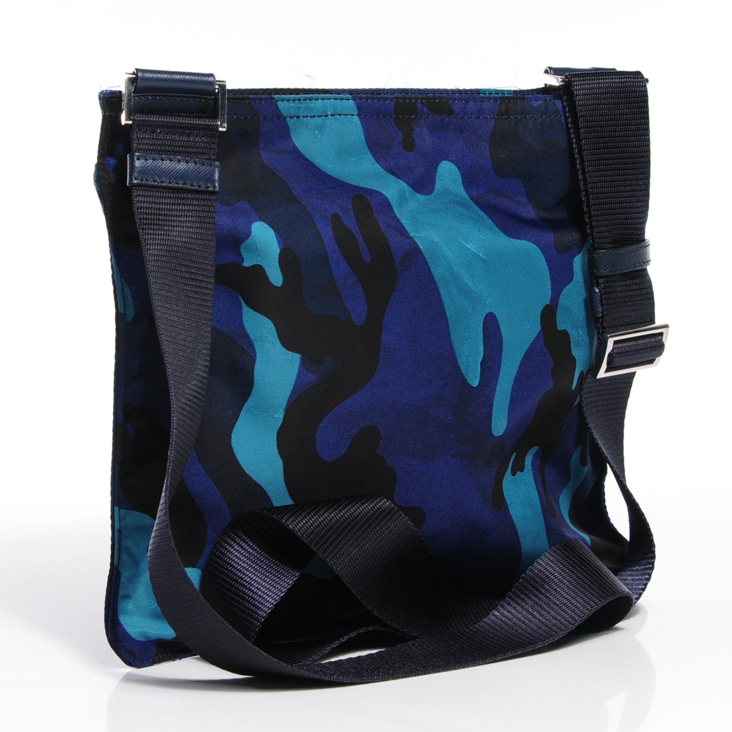 Prada Tessuto Nylon Small Camouflage Crossbody Bag Royal Blue 3 of 9