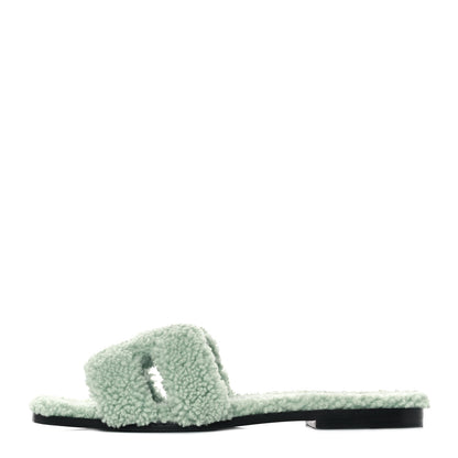 Hermes Woolskin Oran Sandals 40 Vert D'Eau 1 of 8