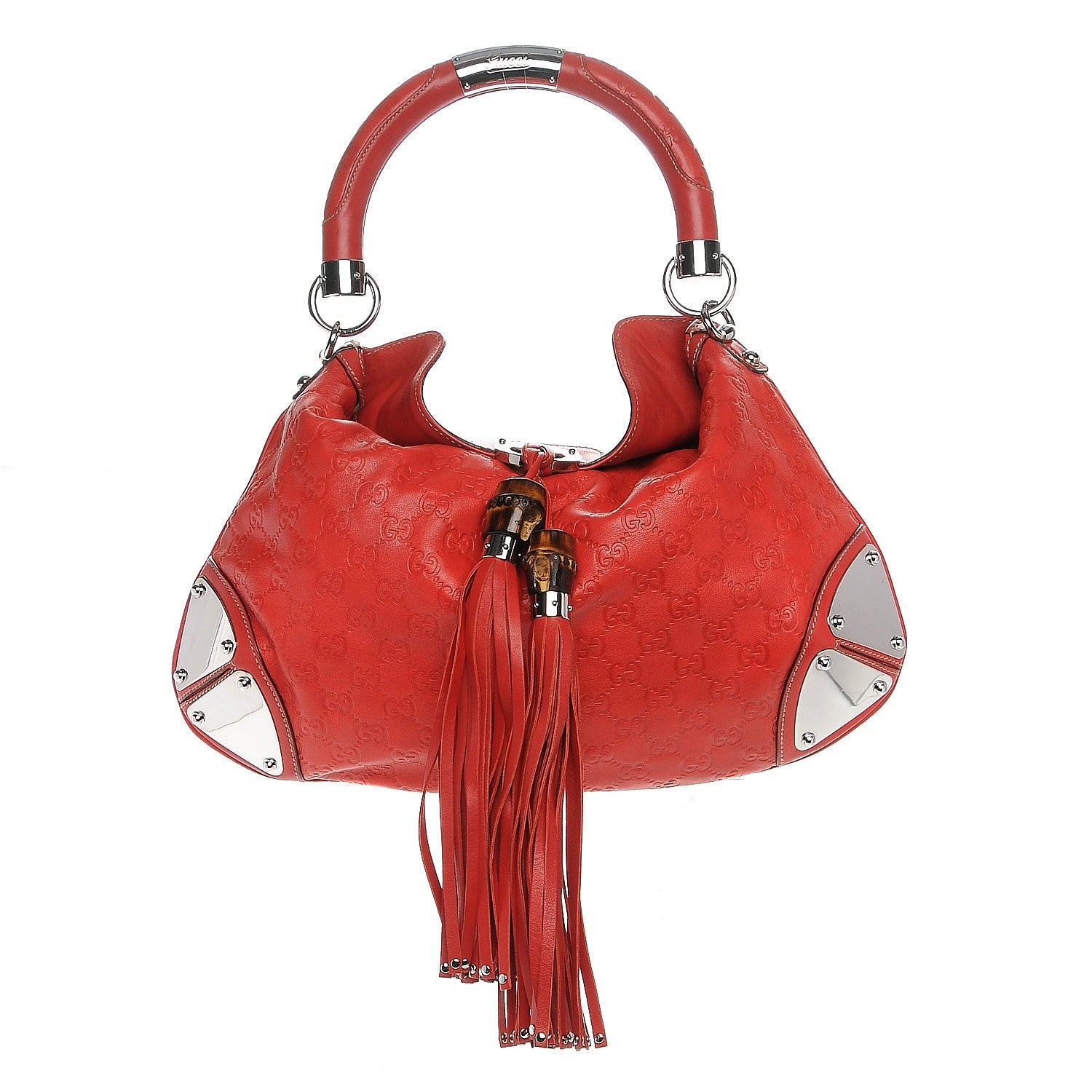 Gucci Guccissima Medium Indy Top Handle Hobo Red 2 of 22