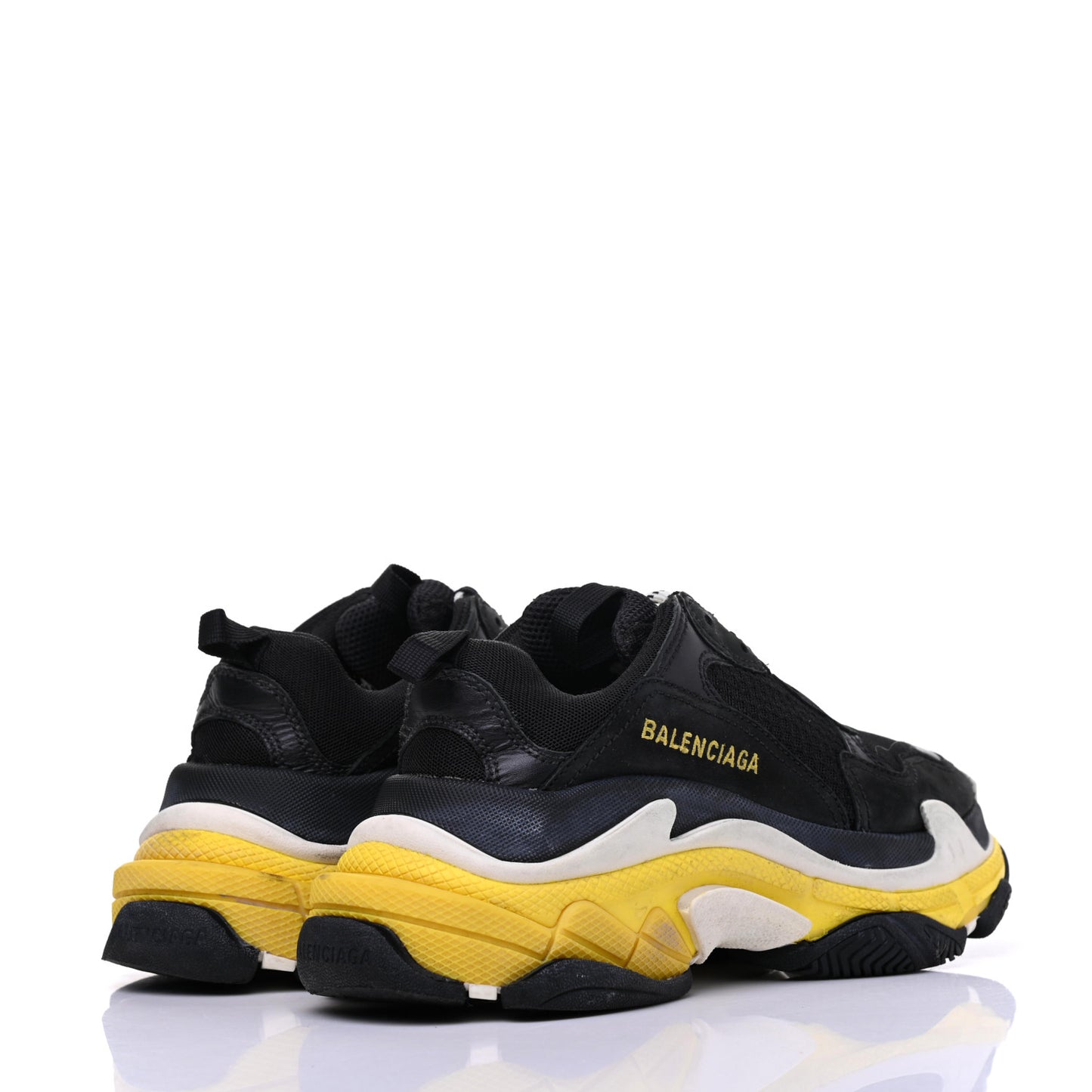 Fabric Mesh Womens Triple S Sneakers 37 Black Yellow
