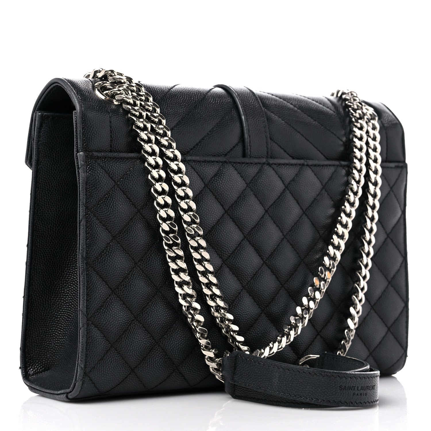 Saint Laurent Grain De Poudre Textured Mixed Matelasse Triquilt Medium Monogram Satchel Black 3 of 18