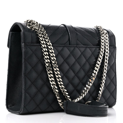Saint Laurent Grain De Poudre Textured Mixed Matelasse Triquilt Medium Monogram Satchel Black 3 of 18