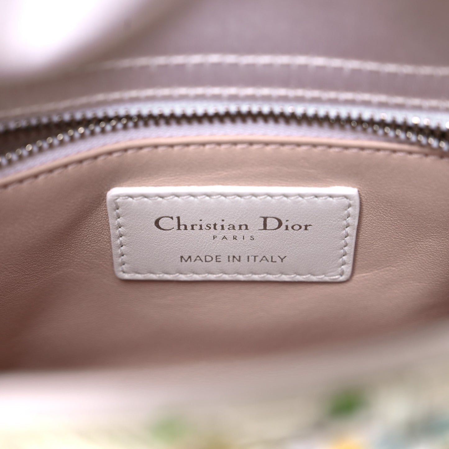 Satin Beaded Floral Embroidered Mini Lady Dior White Multicolor