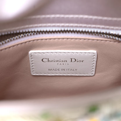 Christian Dior Satin Beaded Floral Embroidered Mini Lady Dior White Multicolor 6 of 10