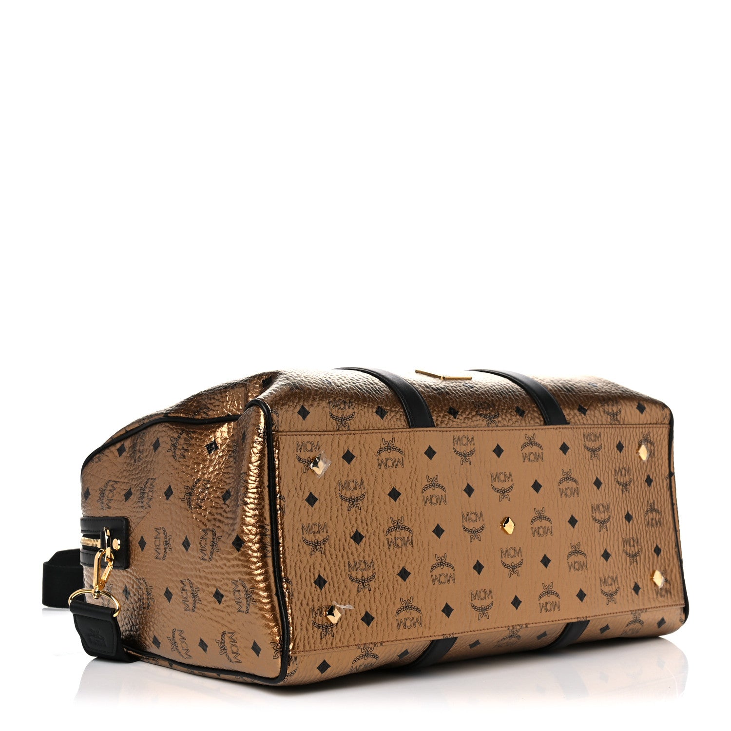 MCM Metallic Visetos Traveler Weekender Duffle Bag Gold 3 of 15
