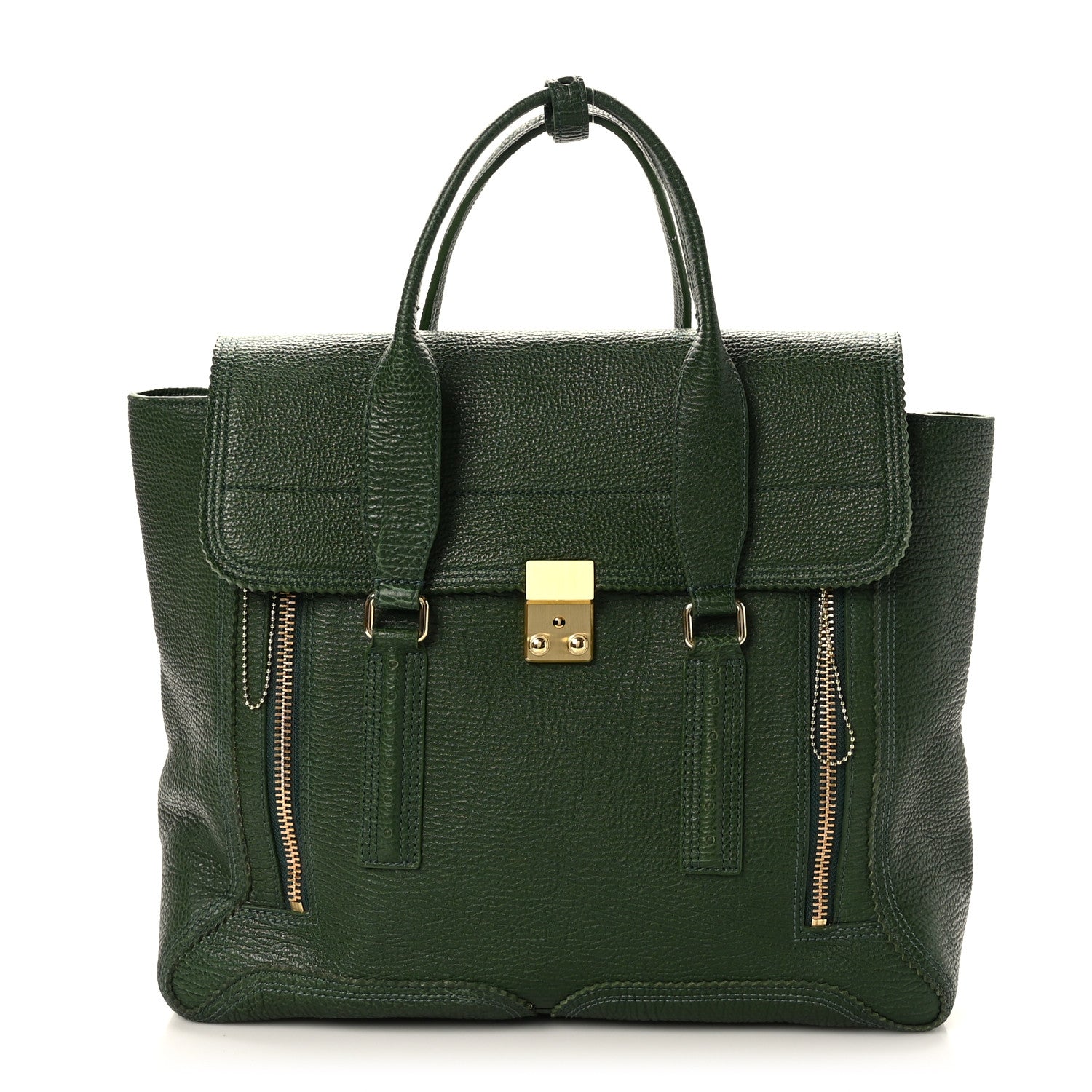 3.1 Phillip Lim Textured Calfskin Large Pashli Satchel Jade 1 of 8