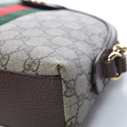 Gucci GG Supreme Monogram Textured Dollar Calfskin Web Small Ophidia Dome Shoulder Bag Beige Ebony New Acero 10 of 14