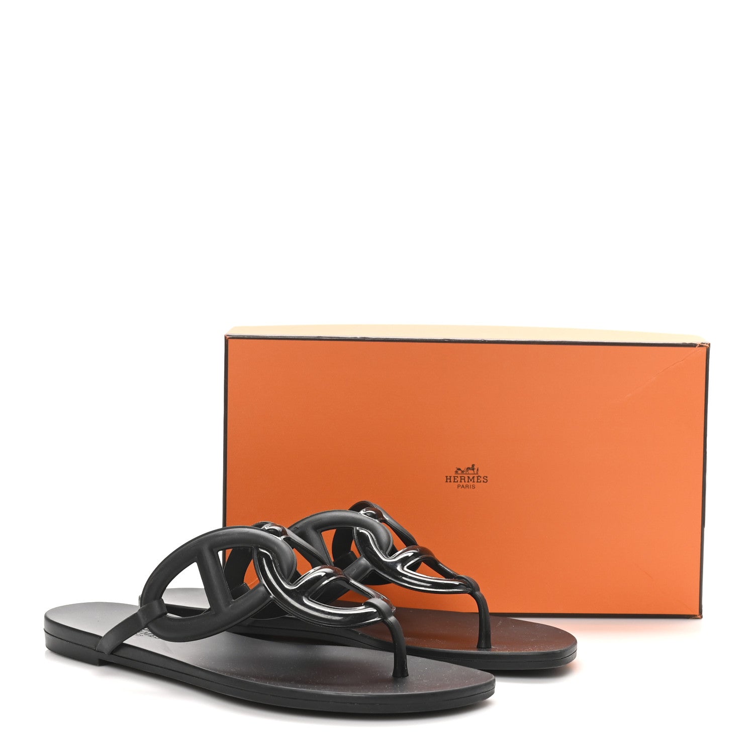 Hermes Rubber Womens Egerie Sandals 40 Black 10 of 10
