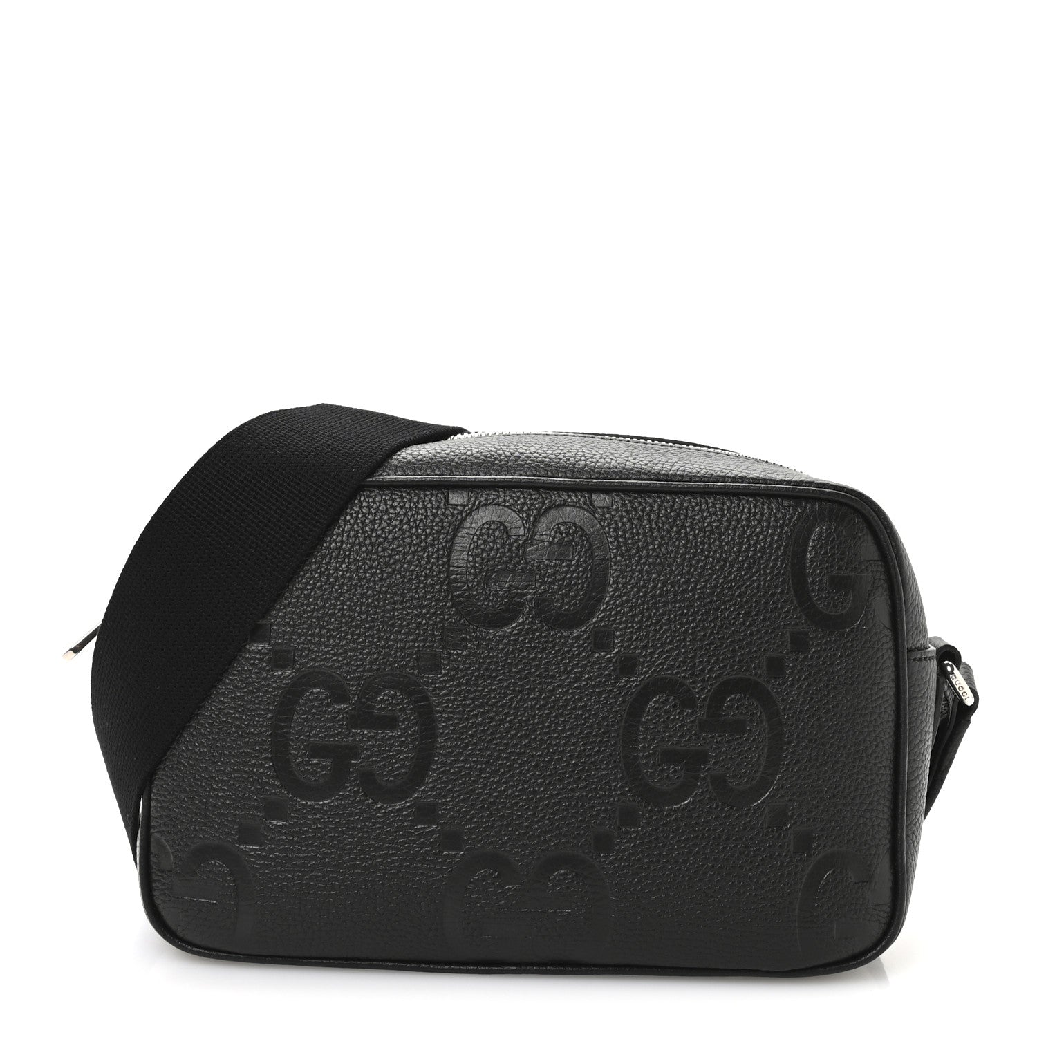 Gucci Piuma Calfskin Jumbo GG Embossed Medium Messenger Bag Black 1 of 10