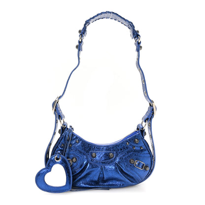Balenciaga Metallic Arena Agneau Le Cagole Shoulder Bag XS Blue 3 of 11