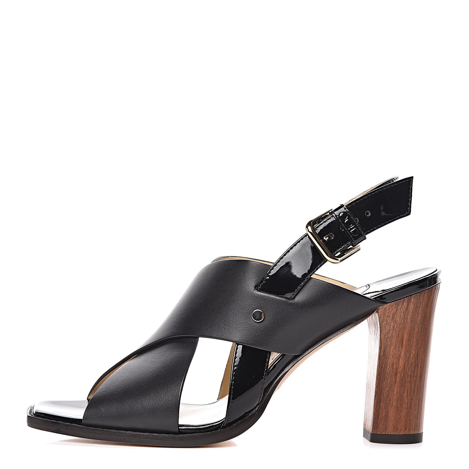Jimmy Choo Mix Vachetta Patent AIX 85 Sandals 39 Black 1 of 11