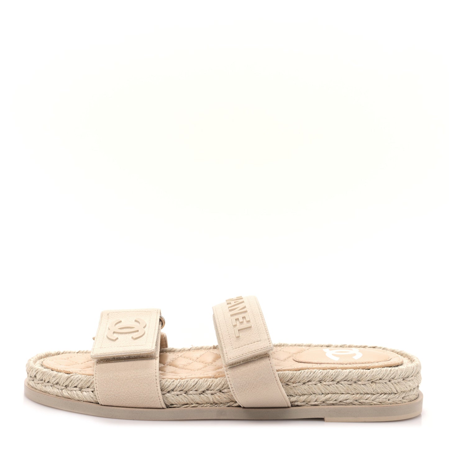Grosgrain Lambskin Elastic Flat Mules 38 Beige