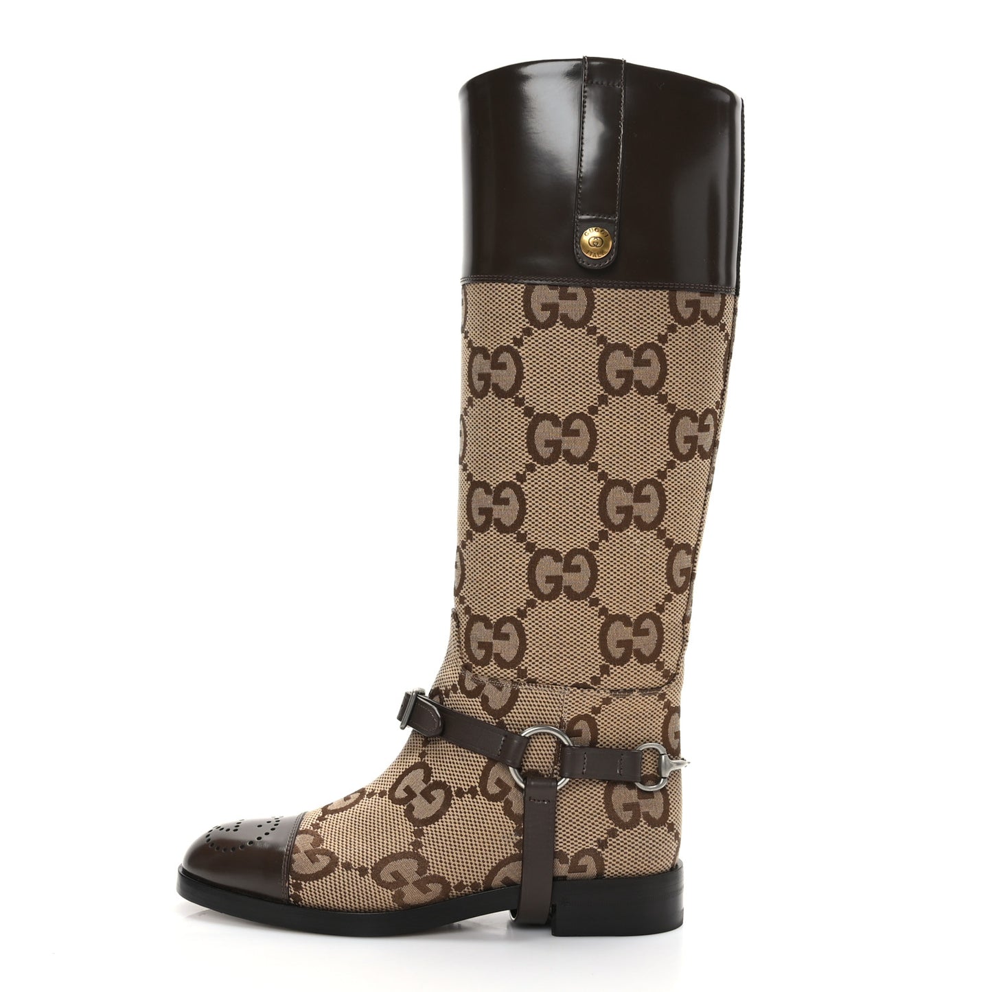 Monogram Jumbo GG Cordovan Lux Zelda Harness Riding Boots 36 Camel Ebony New Acero
