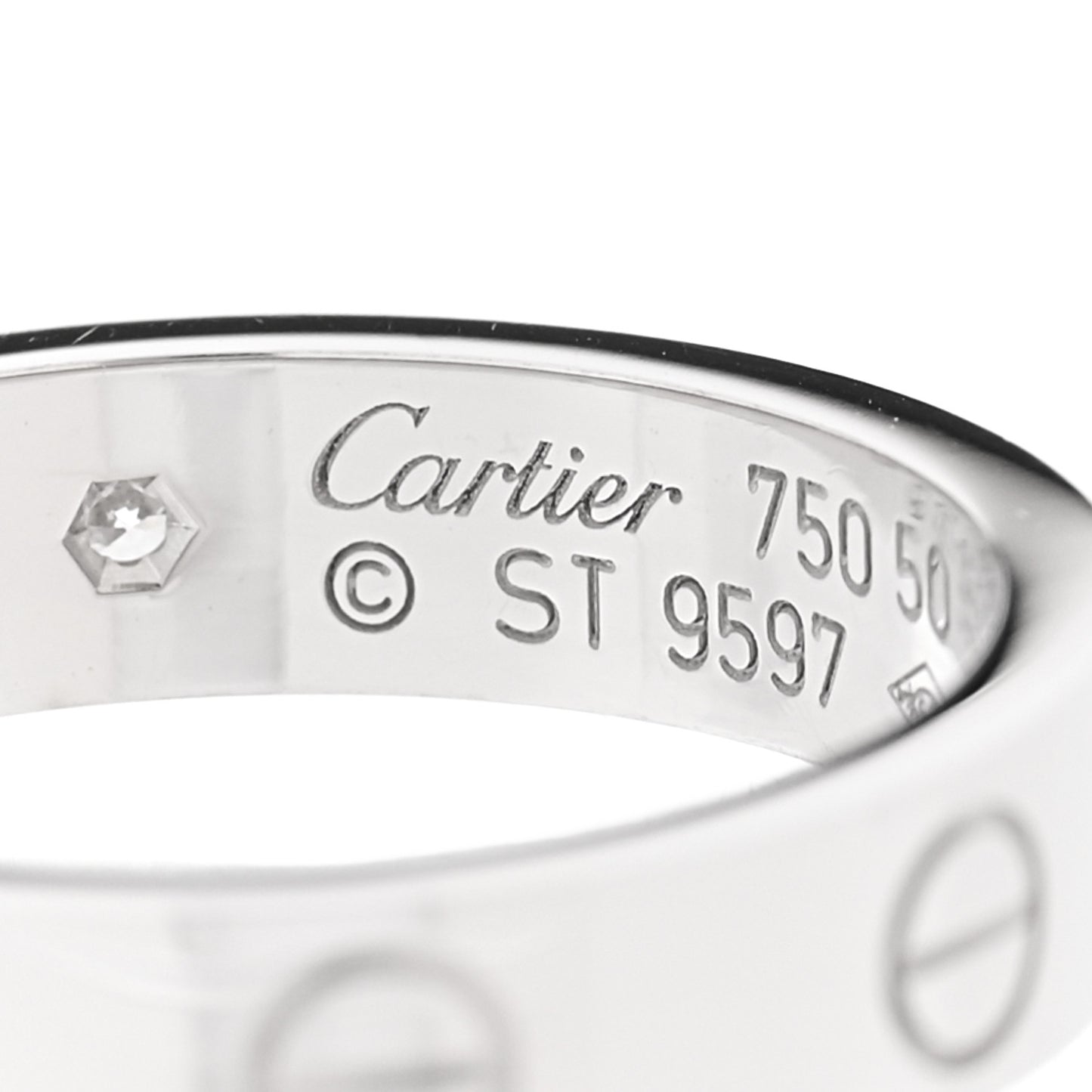 18K White Gold Diamond 4mm LOVE Wedding Band Ring 50 5.25