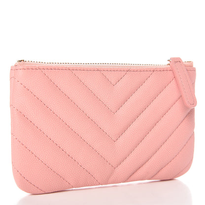 Chanel Caviar Chevron Quilted Small Cosmetic Case Pink 3 of 8