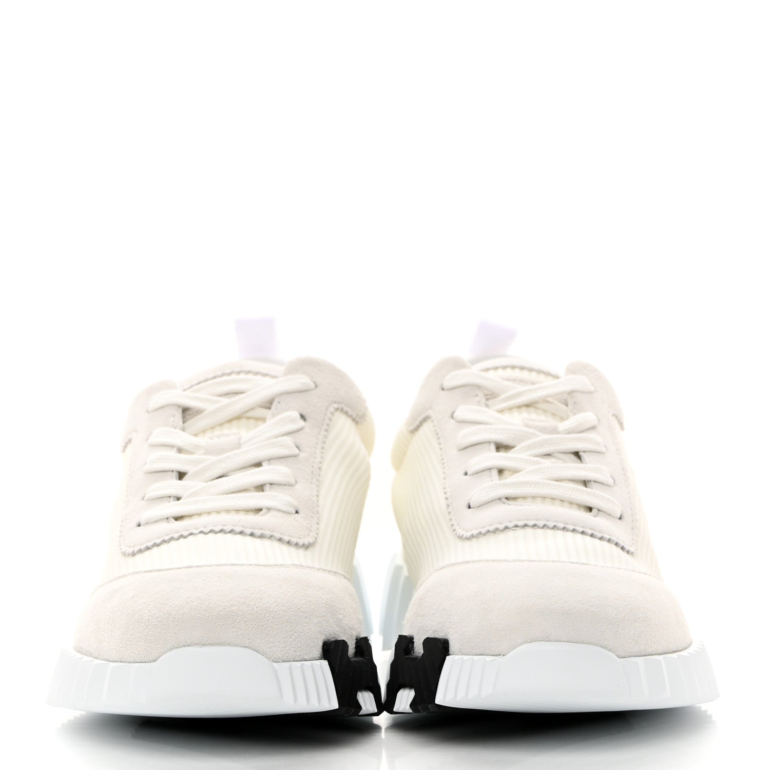 Hermes Technical Canvas Suede Goatskin Bouncing Sneakers 38.5 White 2 of 8