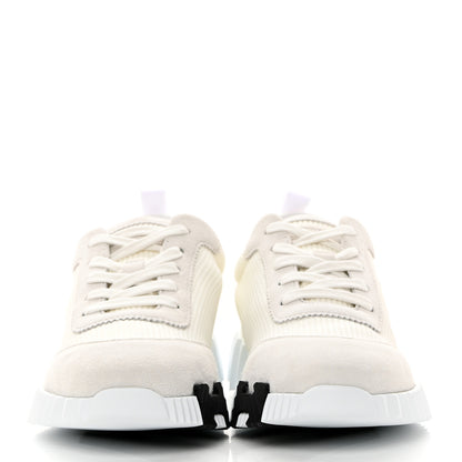 Hermes Technical Canvas Suede Goatskin Bouncing Sneakers 38.5 White 2 of 8
