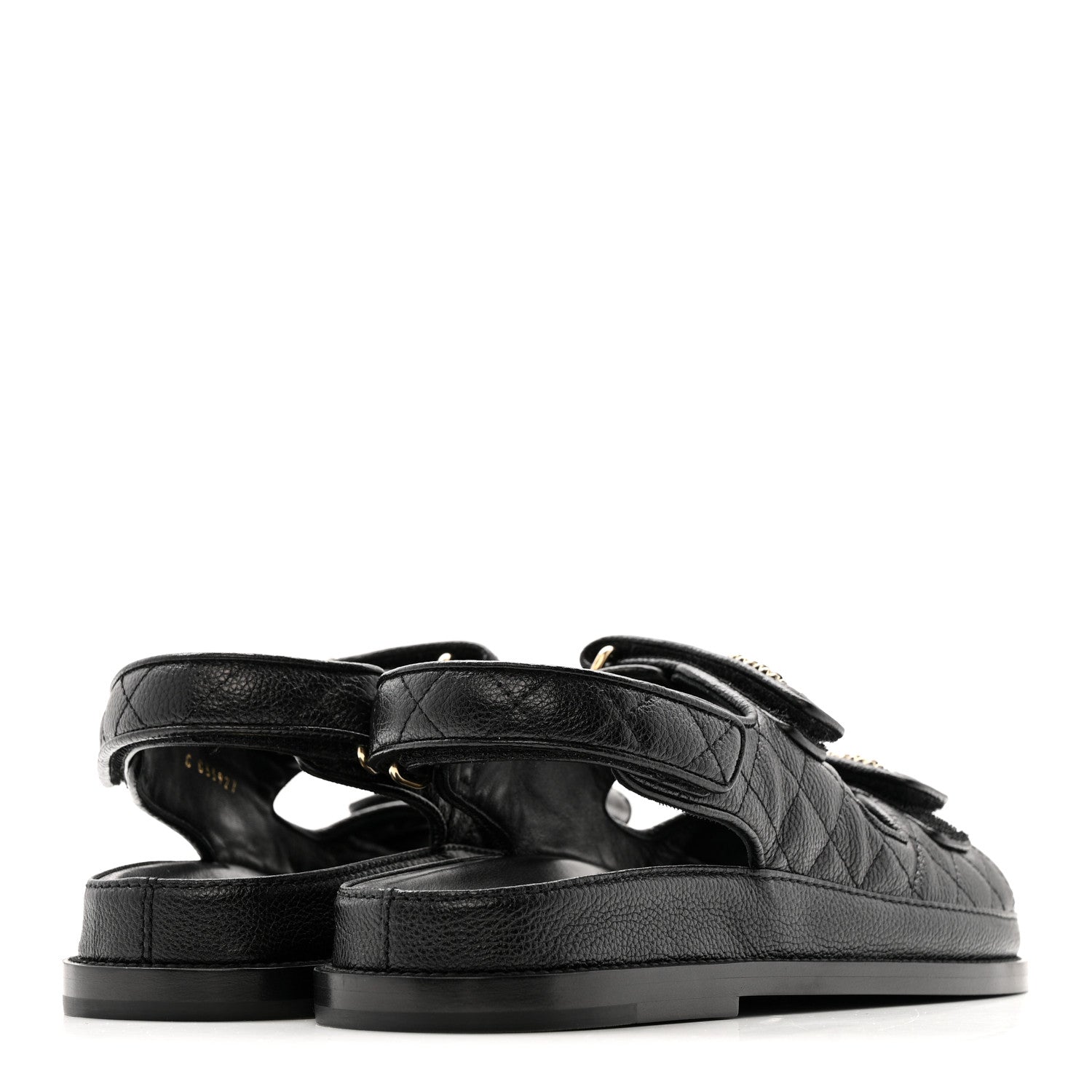 Chanel Grained Calfskin Velcro Dad Sandals 38.5 Black 9 of 24